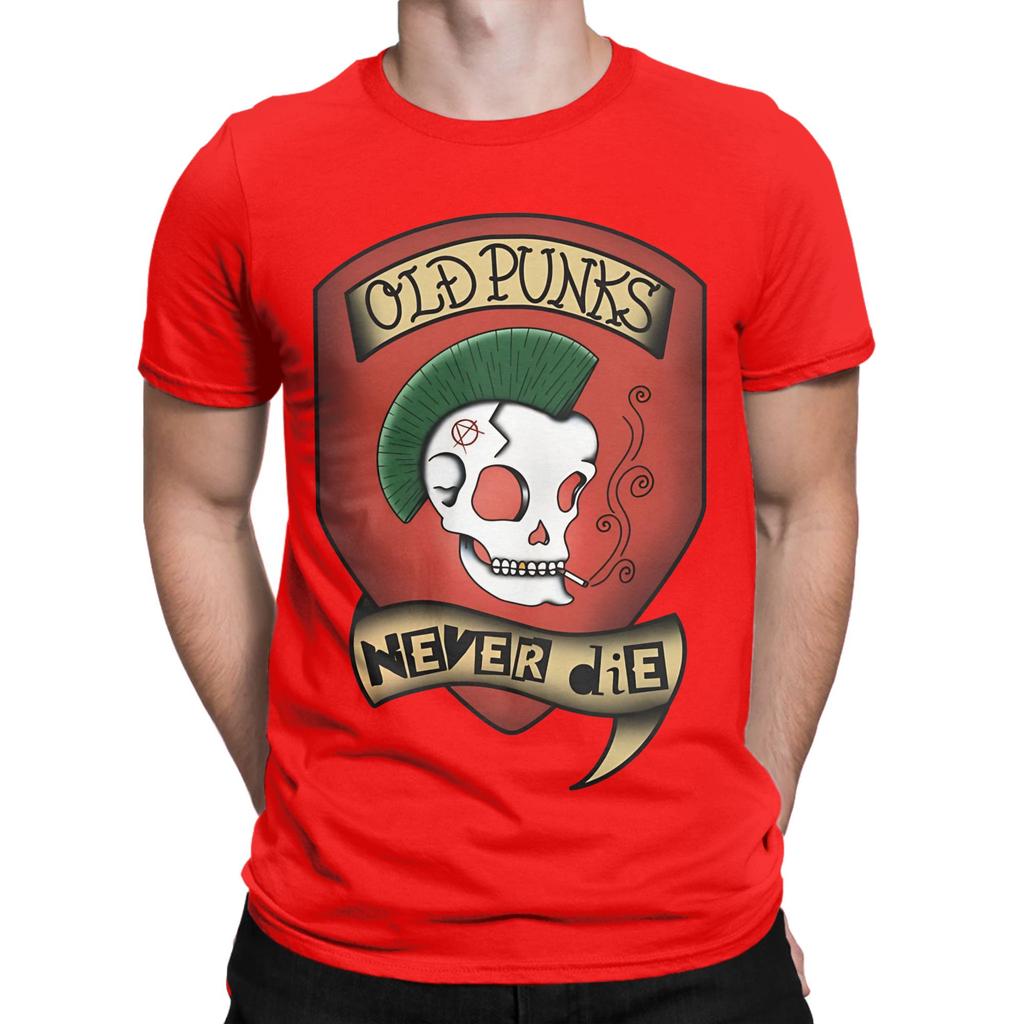 Old Punks Never Die Red Funny Graphic 100 Cotton TShirt Old Punks Never Die Tops Tees For Unisex