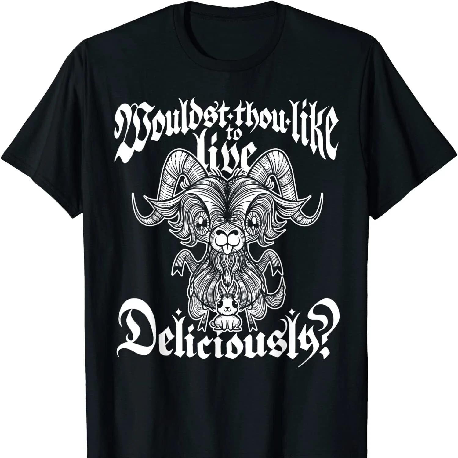

Cute Baphomet Satan Goth Lucifer Funny Satanic Goat T Shirt Short Sleeve Casual 100% Cotton O-Neck Summer Mens Tshirt Size S-3XL XXXXXL чорний