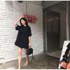 Solid Color Ruffle A-Line Dress for Plus-Size Women – Versatile Casual Black Summer Outfit
