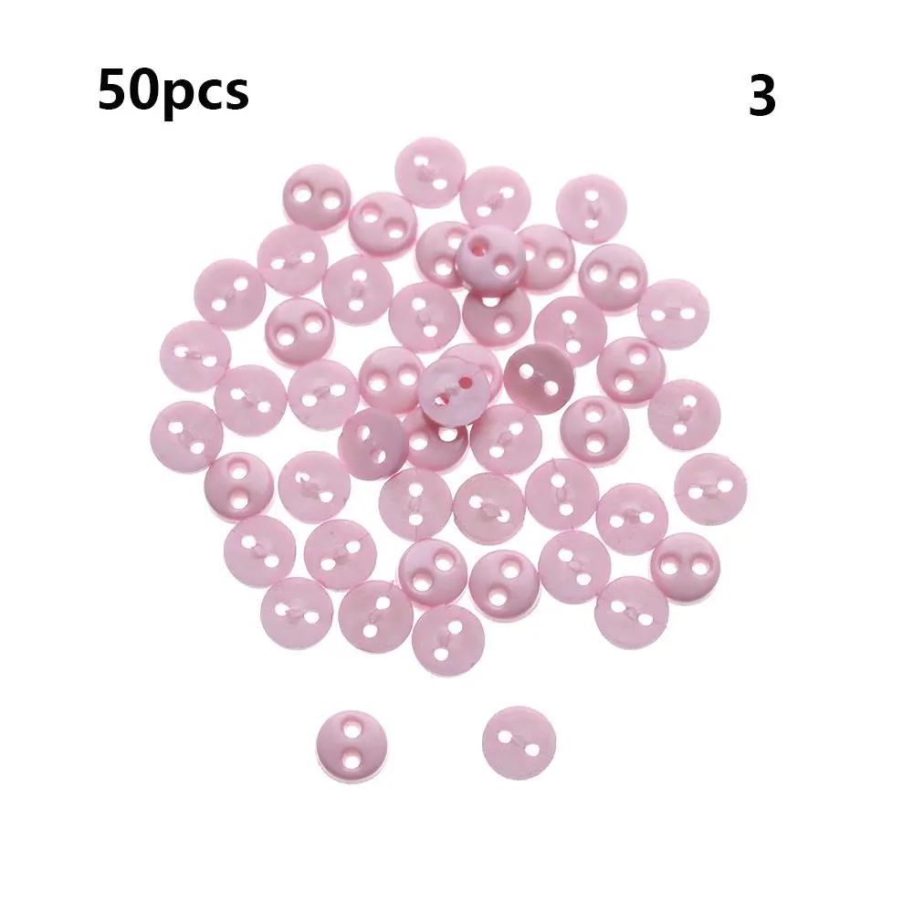 50Pcs 4mm Mini Buttons For DIY Doll Clothes Round Candy Color 2 Holes Card Making Scrapbooking Buttons Sewing Accessories