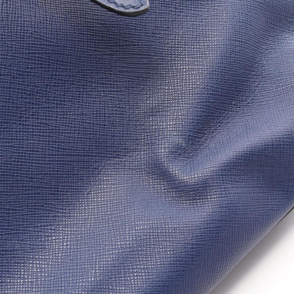 Used PRADA Triangle logo Tote Bag Saffiano leather Blue Used Women