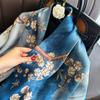 90X90Cm Vintage Blue Handkerchief Scarf For Women Small Shawl Imitation Silk Satin Hair Scarfs Female Square Head Scarves