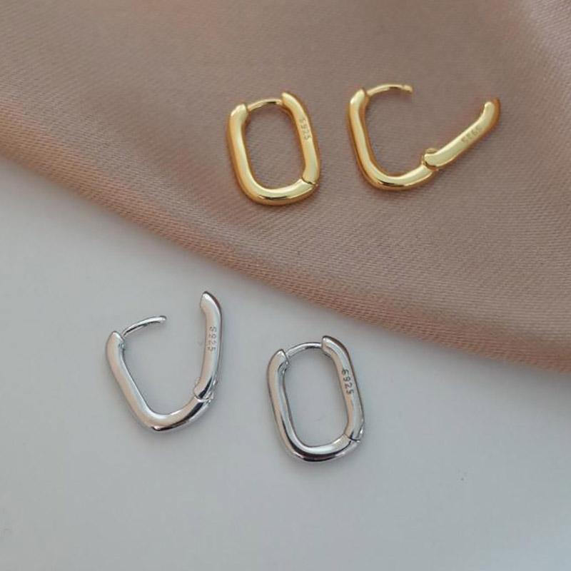 Prevent Allergy Silver Color Stud Earrings France Fashion Vintage Handmade U-Shape Circle Bride Jewelry Gifts