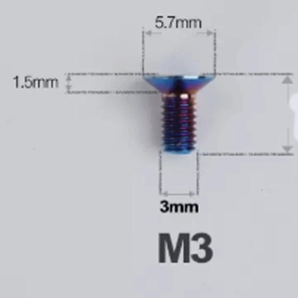 1 PC Various Color M3*6/8/10/12/15-30mm TC4 GR5 Titanium AlloyT10 Torx Flat Countersunk Screw Bolt For Bike Bicycle Road Bike