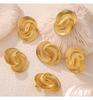 European and American Style Asymmetrical Titanium Steel 18K Gold Plated Water Drop Texture Spiral Earrings for Women