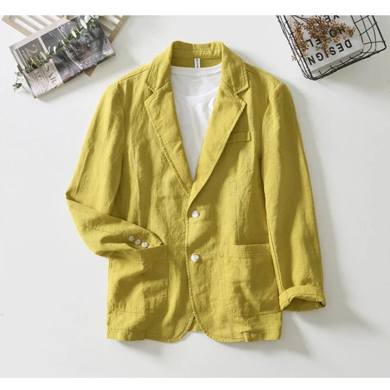 Spring and Summer New Men's Blazer Korean Style Suits&blazers Slim Fit Linens Cotton Casual Jackets Breathable Commuter Men Clothing