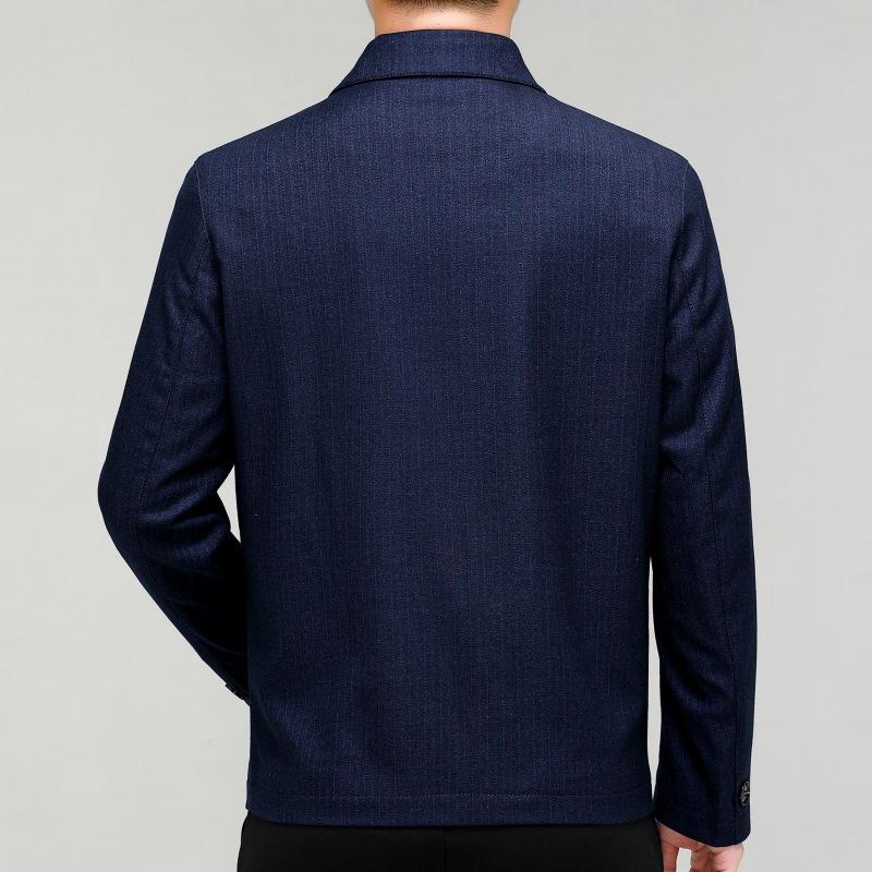 Spring and Autumn New Men's Wool Jacket Business Middle-aged and Elderly Dad Clothing Classic Lapel Large Size Zipper High-end Jacket