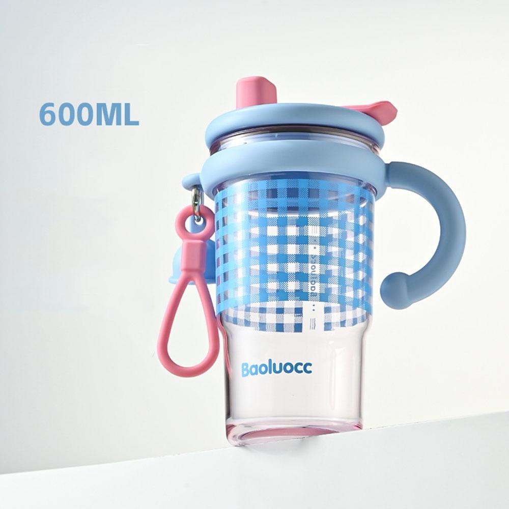 

Leak-proof Dual Drinking Cup Plastic Handle Water Bottle Portable Water Cup Home синий