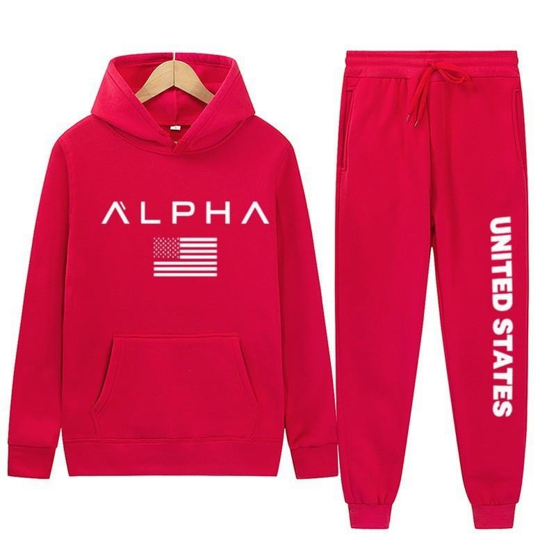 New letter printing two-piece hooded sweater autumn and winter men's casual sports hoodie men's