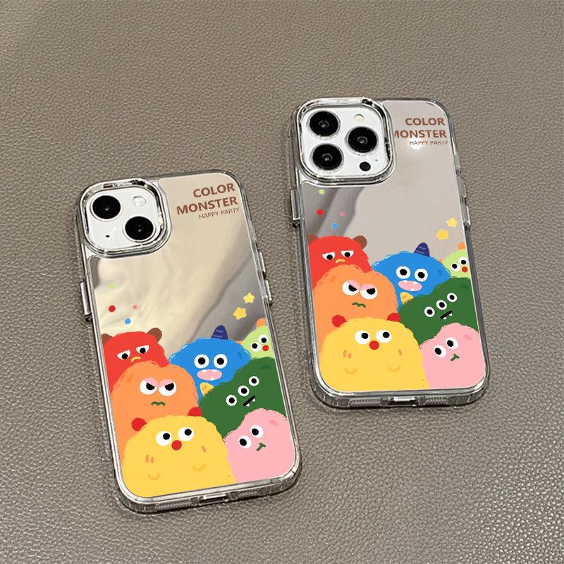 Plush monster for iPhone17promax mobile phone case 14 niche 16/13 Apple 15 all-inclusive mirror