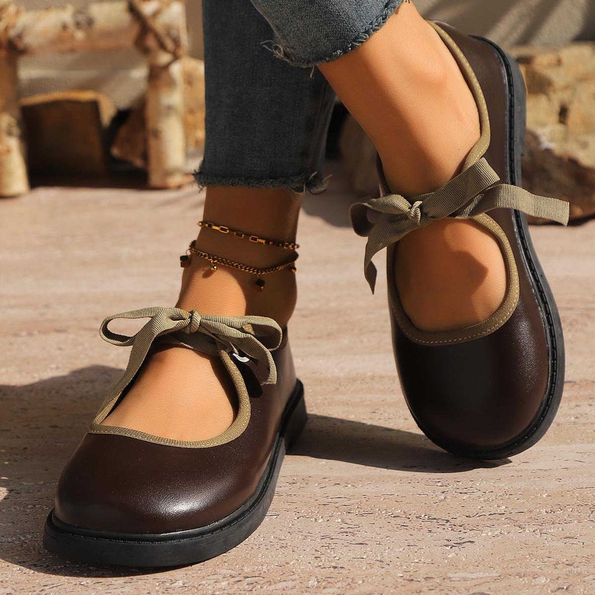 

Fashion Block Heel Single Shoes Women s Fashion Round Toe Shallow Mouth Bow Soft Sole Anti-slip Wear-resistant Low Heel Shoes 40 темно-коричневого