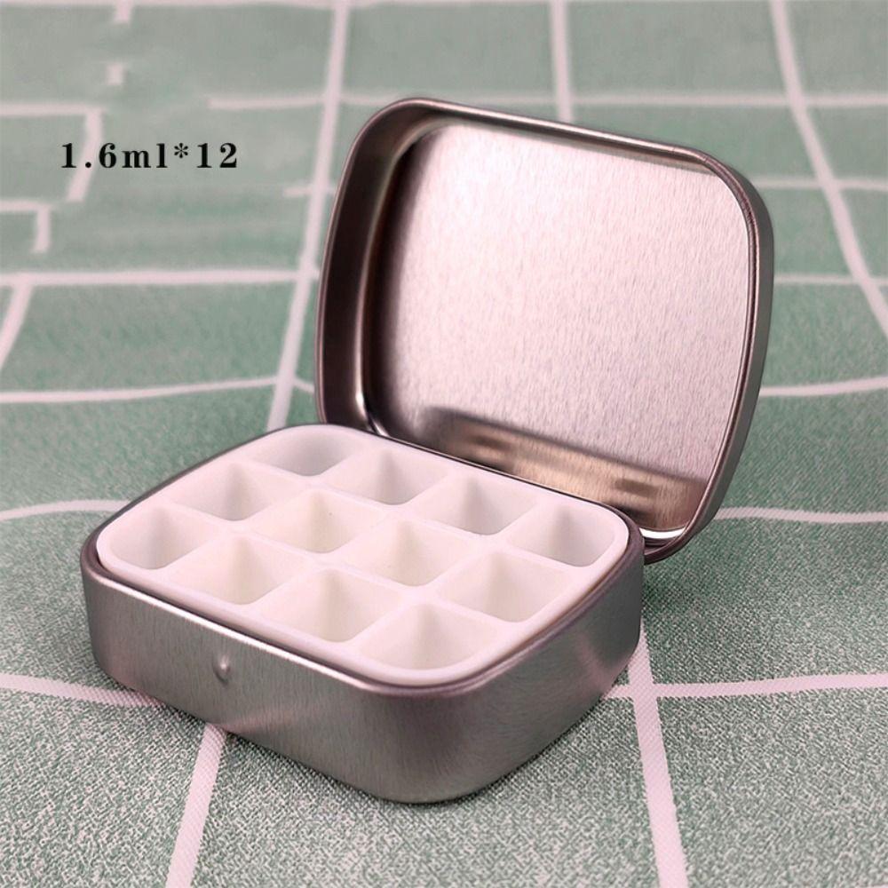 2Pcs Empty Watercolor Iron Box 12/24 Grids Travel Painting Tray Watercolor Paint Palette  Outdoor