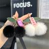 Trendy Red Cherry Pendant Natural Fur Keychain for Women Cute Bag Charms Decorations Jewelry Key Ring Car Key Accessories Gift