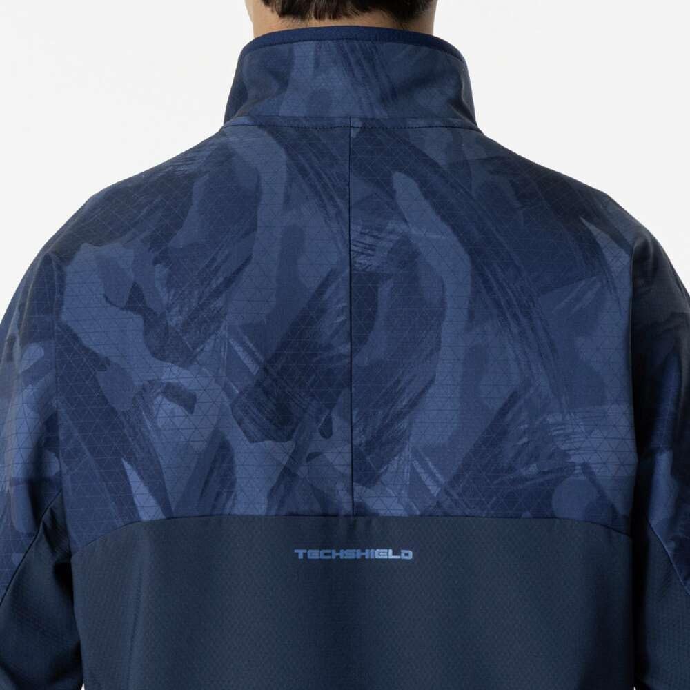 Mizuno Tech Shield Breath Thermo Training Pageant Blue Jacket, Windproof, Stretch, Water-Repellent, Moisture-Wicking, Heat-Generating, 32MCB530,