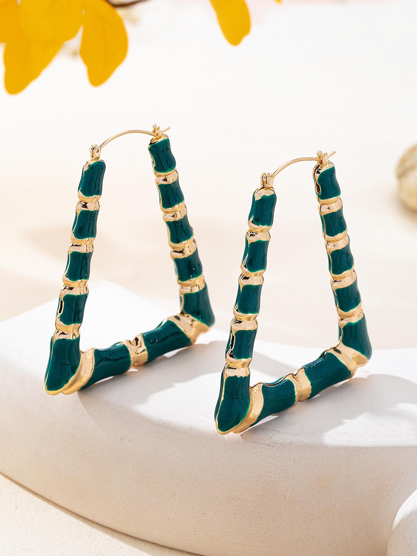 Stylish Personalized Women s Enamel Bamboo Stud Earrings