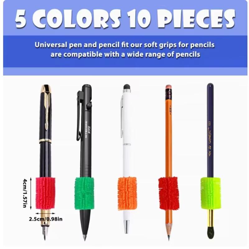 5Pcs Funy Vivid Silicone Pen Holder Writing Tool Press Plaything Furry Pencil Grasp Writing Decompress Aid Grip Stationery