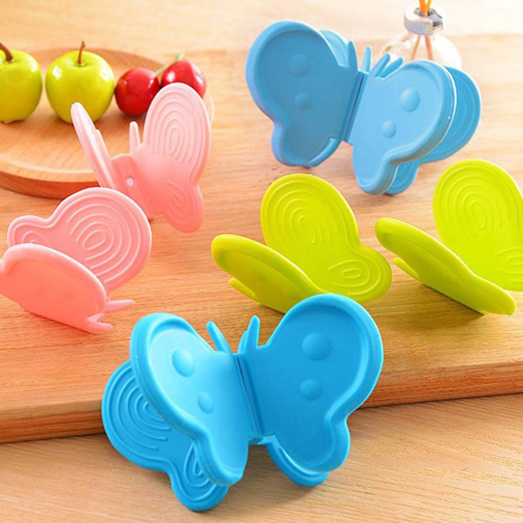 2Pcs Kitchen Anti-scald Clip Butterfly Shaped Heat Proof Bowl Plate Clamp Holder