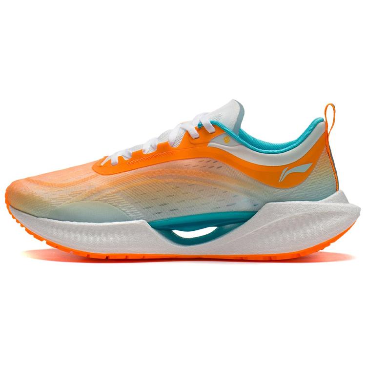 Li Ning Super Light 19 Slip Resistant Abrasion Resistant Cushioning Low top Running Shoes Men's Orange Blue ARBS001-13
