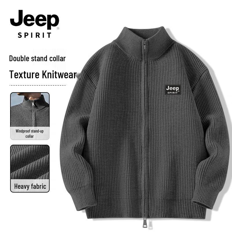 JEEP SPIRIT Men's Winter Stand-Collar Knit Sweaters