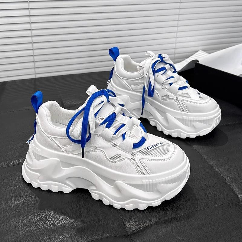 

Новые дышащие кроссовки для женщин, универсальные, на толстой подошве, увеличивающие рост, тонкие, повседневные, спортивные 35 синий