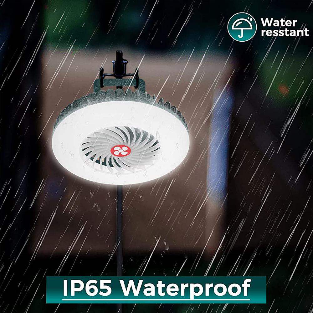 Magnet LED Ceiling Fans with Light USB Rechargeable Outdoor Indoor Ceiling Lamp Portable Camping Chandelier with Cooling Fan Kit