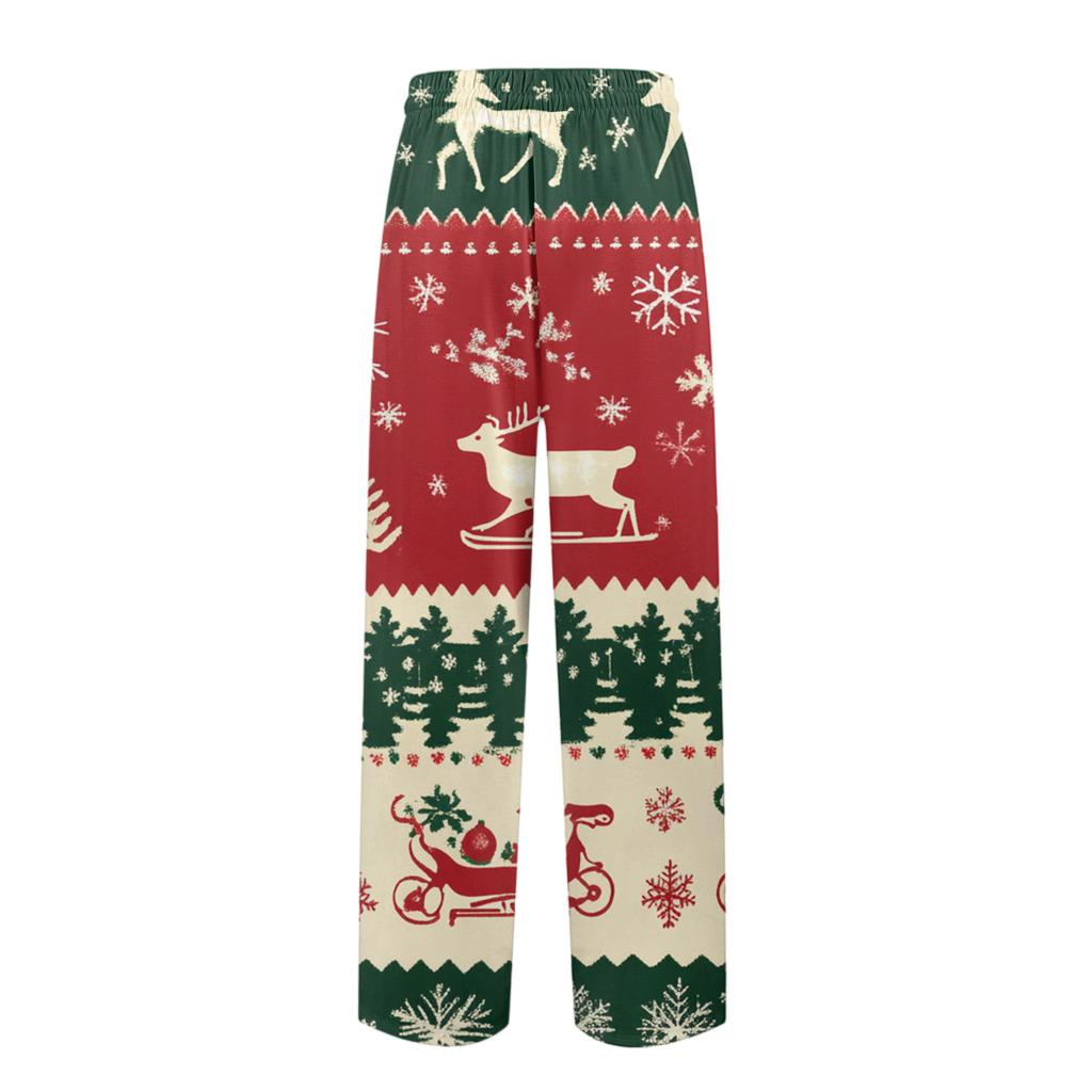 Pánské pletené módní potištěné kapsové ležérní kalhoty pyžamové kalhoty