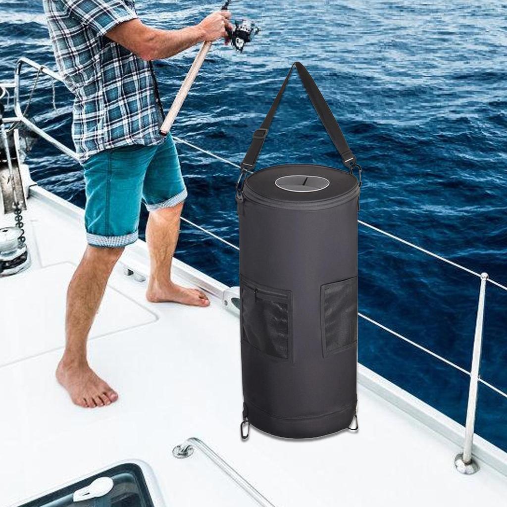 Boat Garbage Can Portable Pontoon Boat Trash Bag Foldable Marine Garbage Holder For Boating Car Interior RV Camping Outdoors