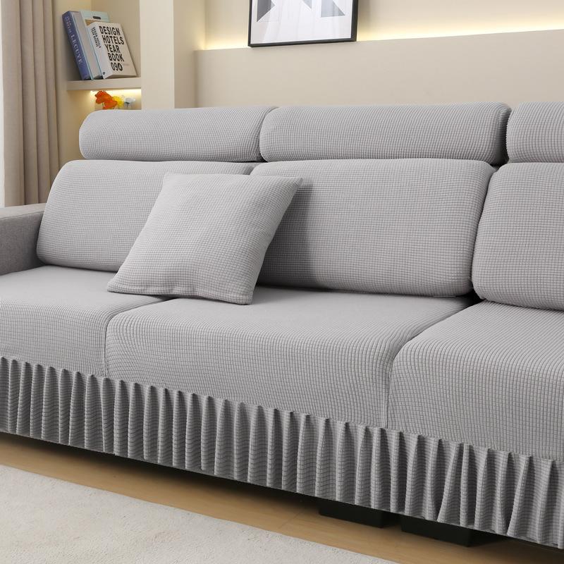 

Жаккардовая юбка Чехол на подушку сиденья дивана Чехол на стул Защита мебели для домашних животных и детей Эластичные Съемные моющиеся накидки для дома 1PC PLUS S светло-серый