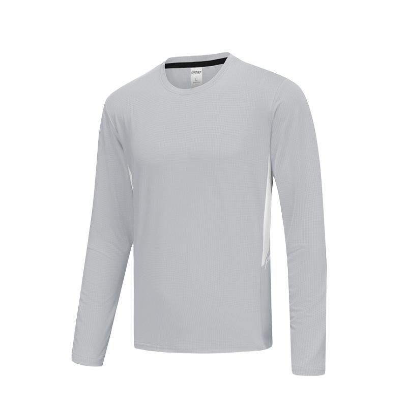 Men's Lightweight Ice Silk Running Shirt Quick-Dry Long Sleeve Athletic Top for Basketball Fitness