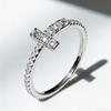 Minialist Women Ring Cross Design Versatile Wedding Party Fashion Accessories Inlaid Shiny CZ Thin Silver Color Jewelry