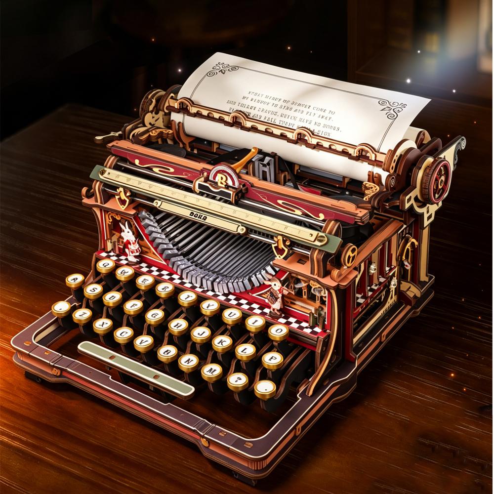 Mechanical Typewriter 3D Wooden Puzzle for