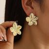 1 Pair Geometric Chic Iron Stud Earrings For Women Fashion Elegant Gold Color Floral Retro Design Earring Daily Wear Jewelry
