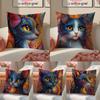 Prints Of The Strange Cats Cushion Cover Linen Pillowcase Cover Soft Decor for Sofa Home Room