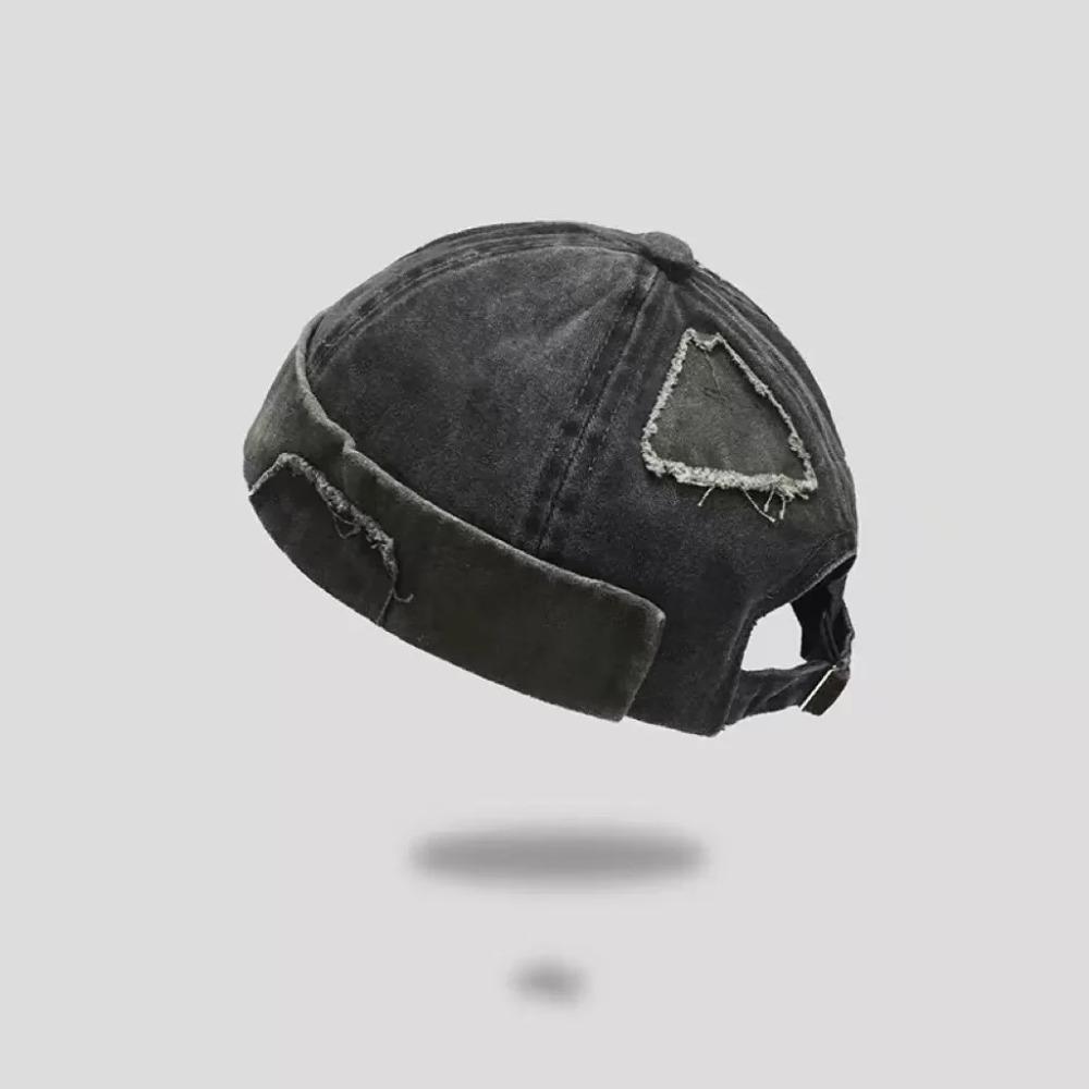 

Retro Distressed Landowner Hats Spring and Autumn Washed Hole Patch Beanie Hat Men and Women Street Hip-hop Hooligan Hat чорний