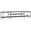 TV Cabinet Smoked Oak 201 x 35 x 45 cm Wood Based Panel & Iron