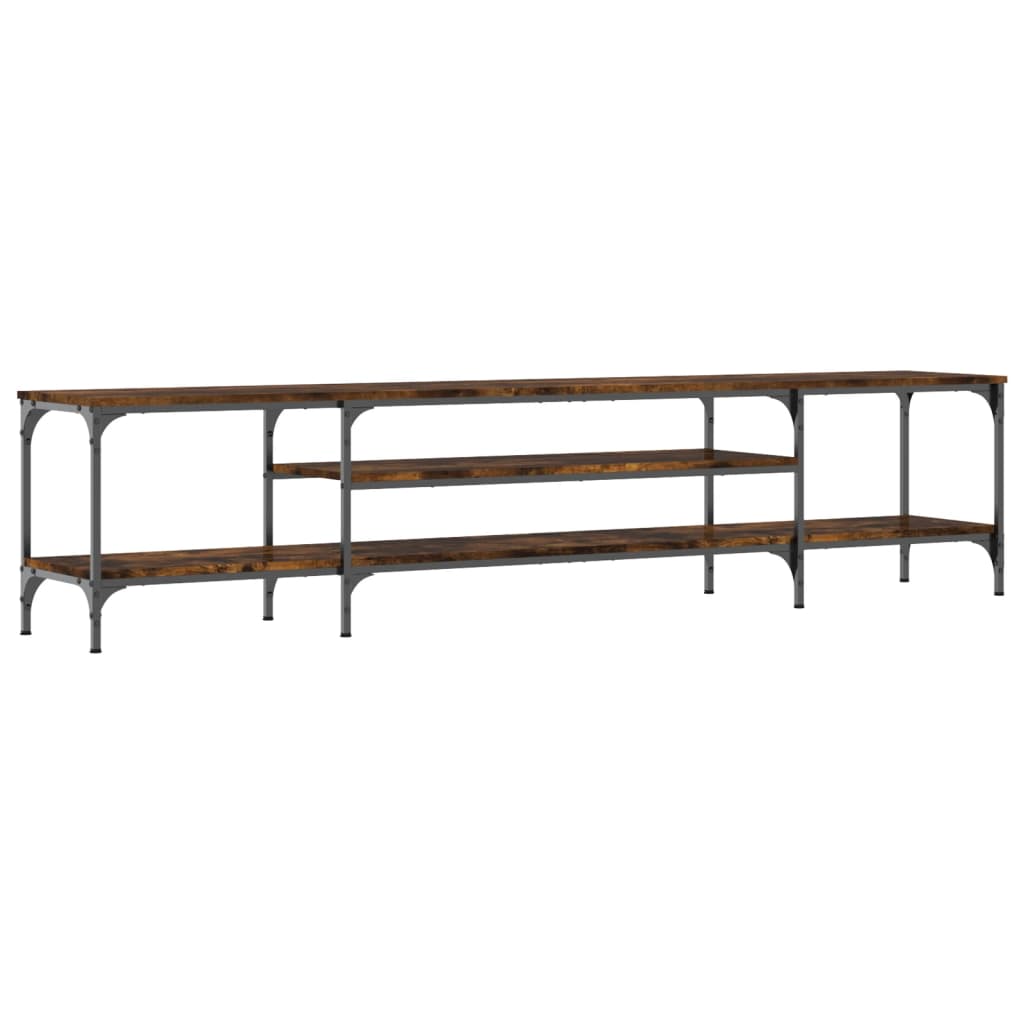 TV Cabinet Smoked Oak 201 x 35 x 45 cm Wood Based Panel & Iron