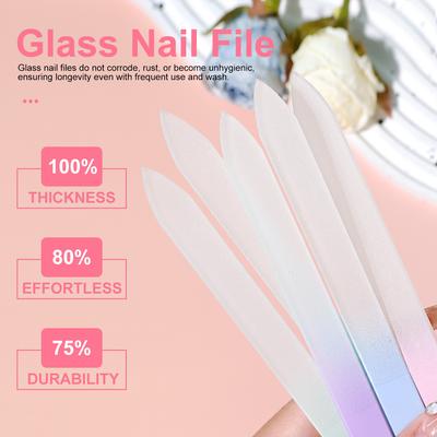 Professional Glass Nail Files Grinding Polished Durable Art Cushioning Crystal Glass Nail File Suitable For Nail Salon Tools