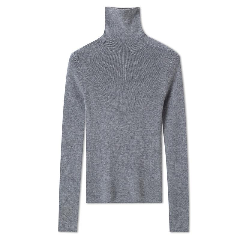 Women's Machine Washable Seamless New Zealand Wool High Neck Sweater - 100% Pure Wool Knitwear Base Layer Top