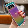 KEYSION Gradient Colorful Phone Case for Google Pixel 10 Pro XL 9 Pro 9A 8A Soft TPU Shockproof Back Cover With Crystal Bracelet