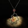 Light Luxury Hollow Design Inlaid with Red Square Zircon Jewelry Three-piece Set-fashion Ring Necklace Ladies Earrings