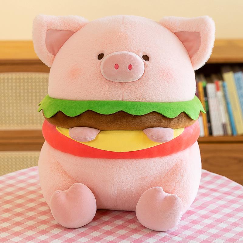 Adorable Hamburger Pig Plush Doll Toy 30cm 0.6kg