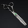 6.0-Inch Serrated Green Gem Hairdressing Scissors - Straight Shears with Antler Fishbone Design