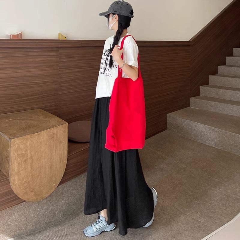 

Розовая клетчатая юбка Женская Весна и Лето Новая с высокой талией А-силуэта Шифоновая средней длины XL чёрный