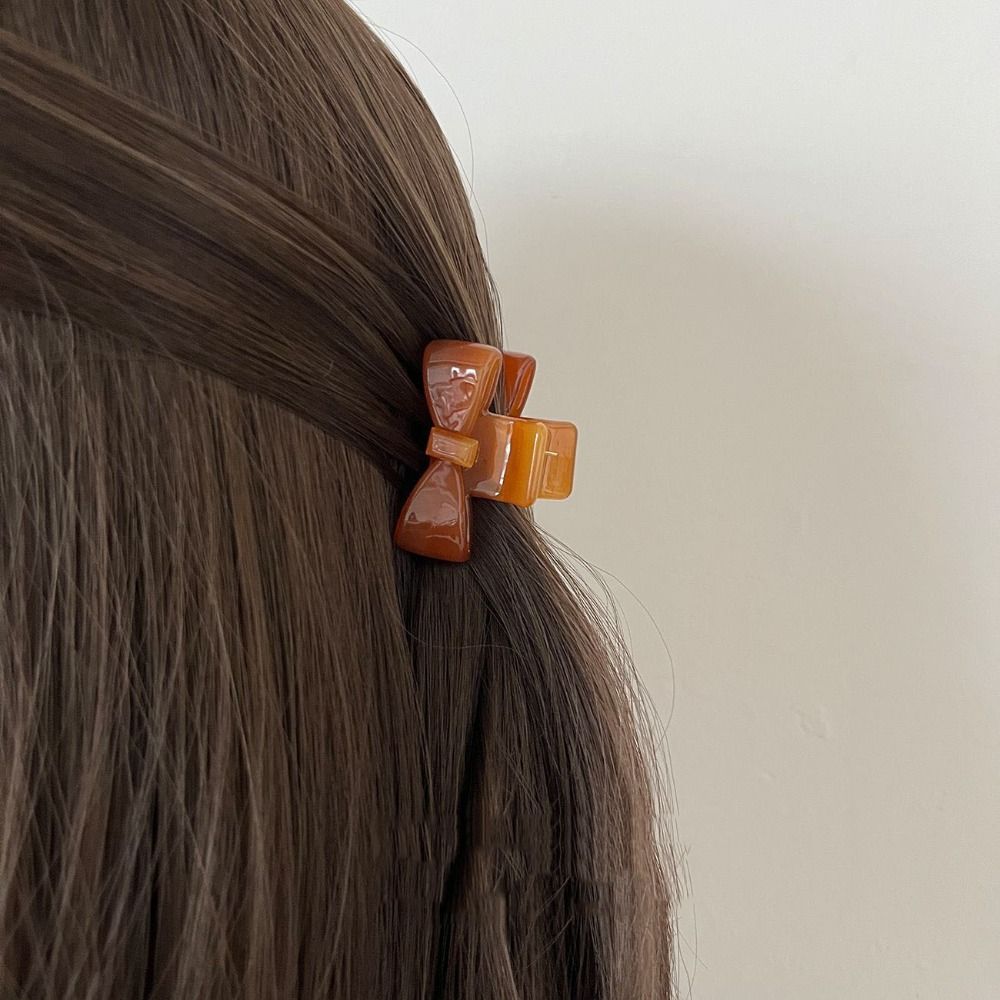 Korean Style Bow Hair Claw Colorful Bowknot Hair Clip Vintage Acetate Claw Clip Daily