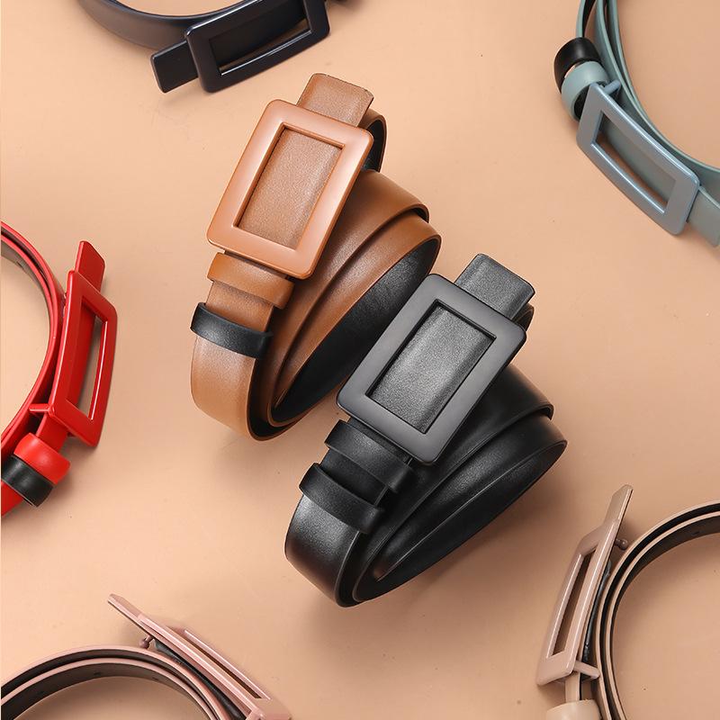 Women'S Belt New Versatile Thin Belt Skirt Dress Decoration Fashion Smooth Buckle Women'S Belt Women