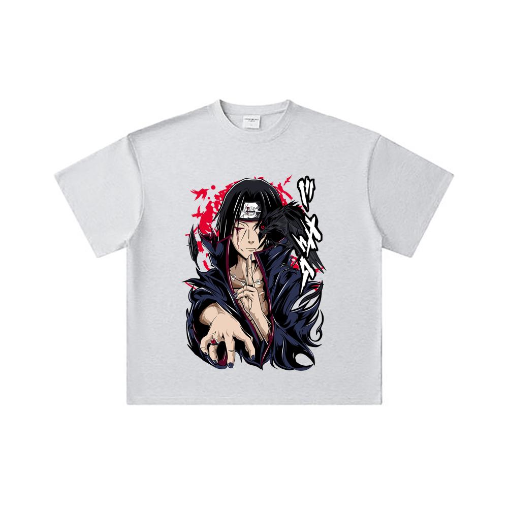 260 GSM Double Yarn 32 Count 100% Cotton Naruto V3 Itachi Print Unisex Heavy Cotton T Shirt