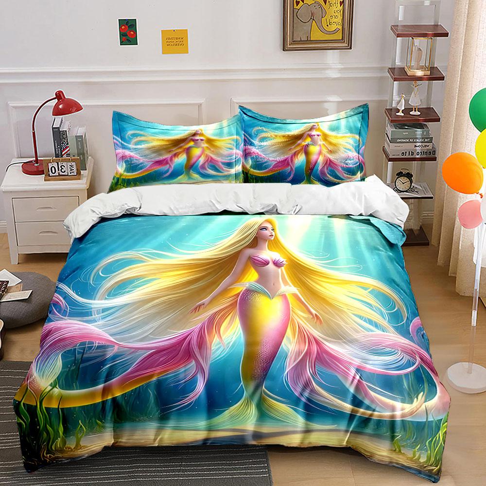 Radiant Underwater Mermaid Magic Bedding Sets Duvet Covers Pillowcases(1* Duvet Cover 2* Pillowcases Without Duvet Insert)