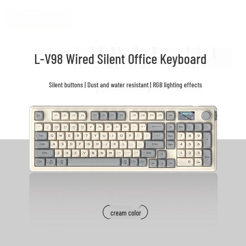 

Бесшумный проводной набор клавиатуры и мыши на 98 клавиш: Механическое ощущение, Женская офисная и игровая, RGB-подсветка Default