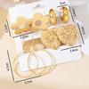 A set of four pairs of golden yellow glossy earrings, flower love, geometric style, simple, elegant and fashionable