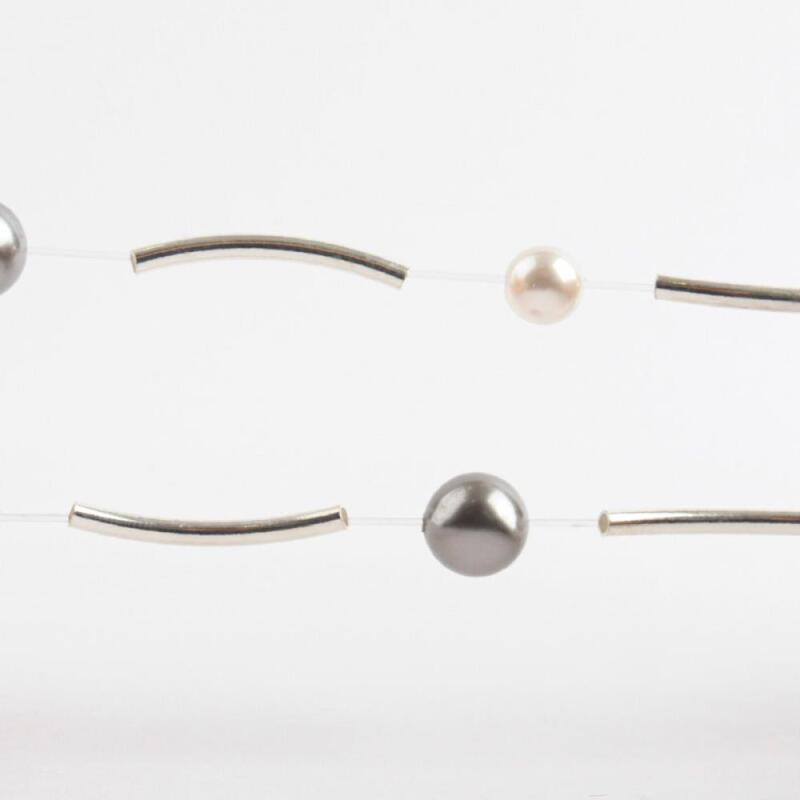 Silver bracelet, simple, clingy, subtle guest look, pearl charm, silver ball